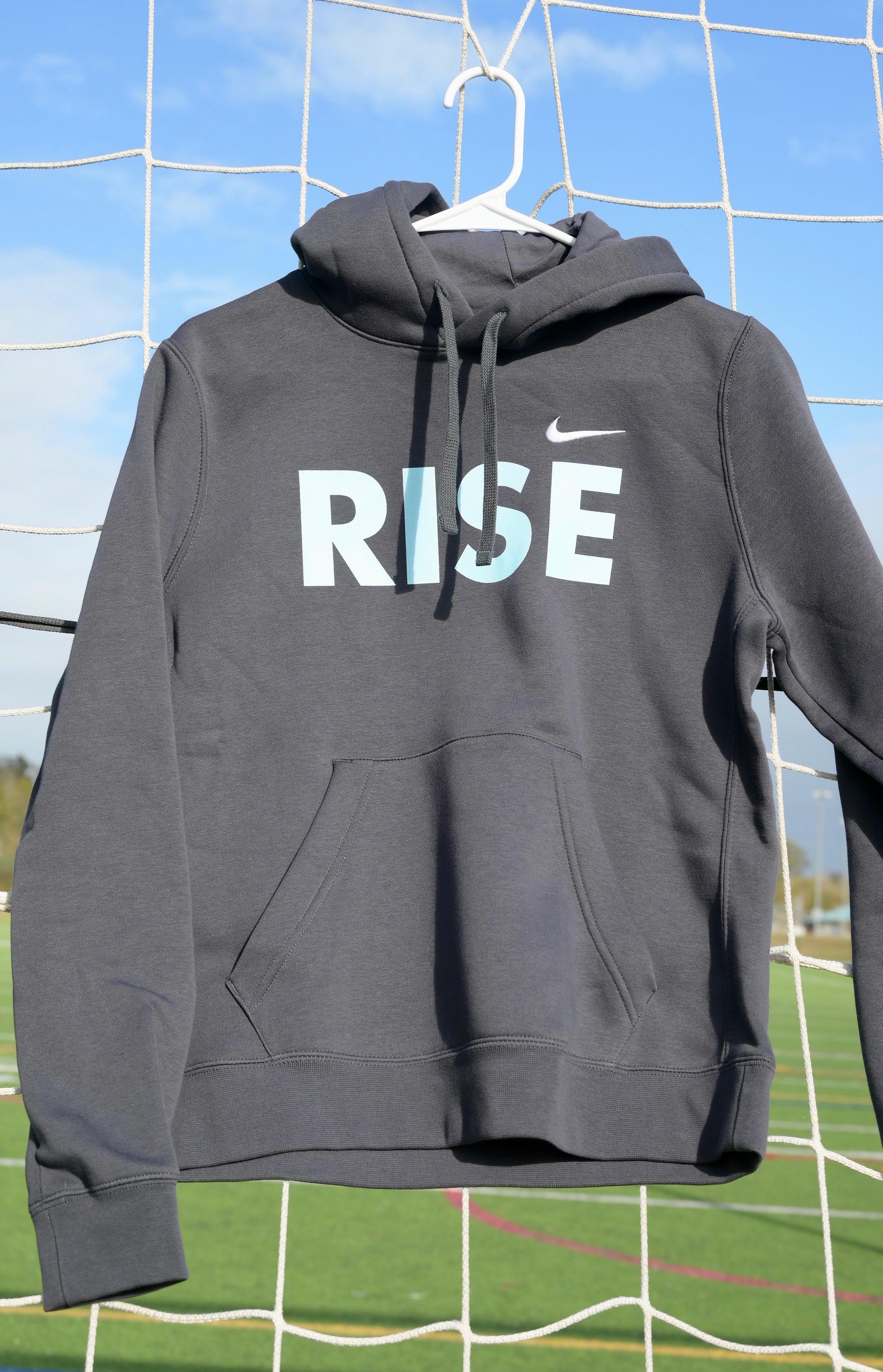 Nike RISE Hoodie Mens- Gray with Turquoise