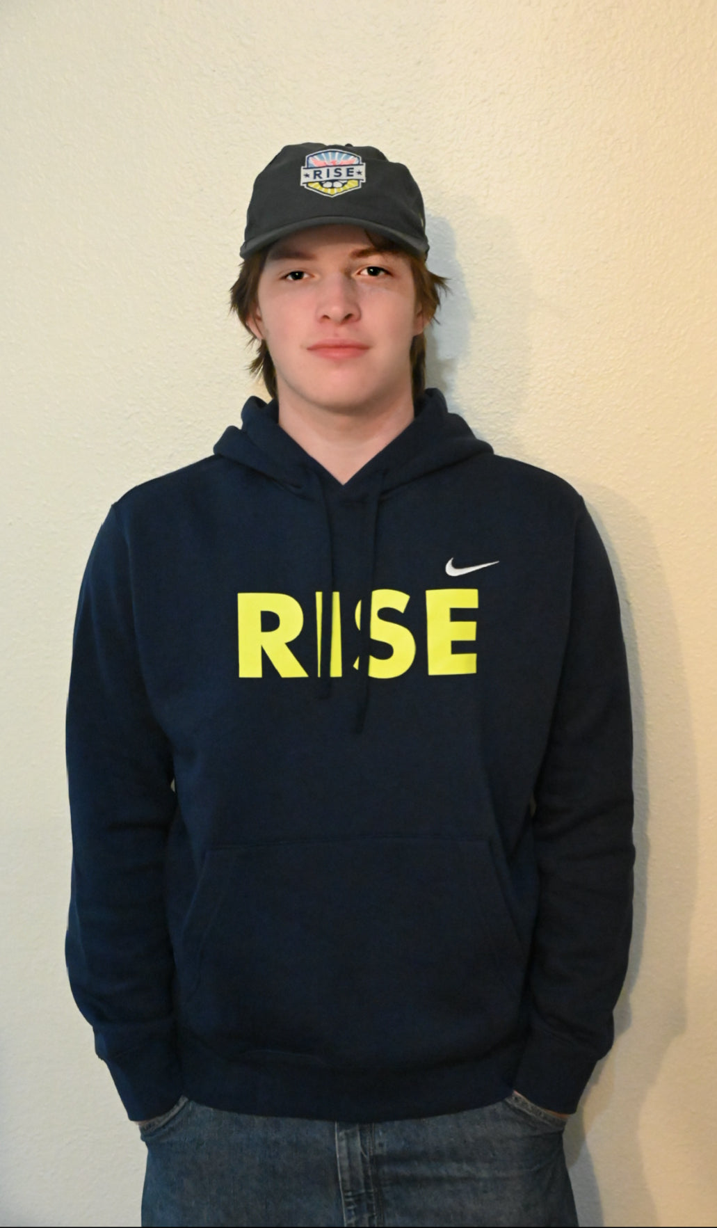 Nike RISE Hoodie - Navy with Volt